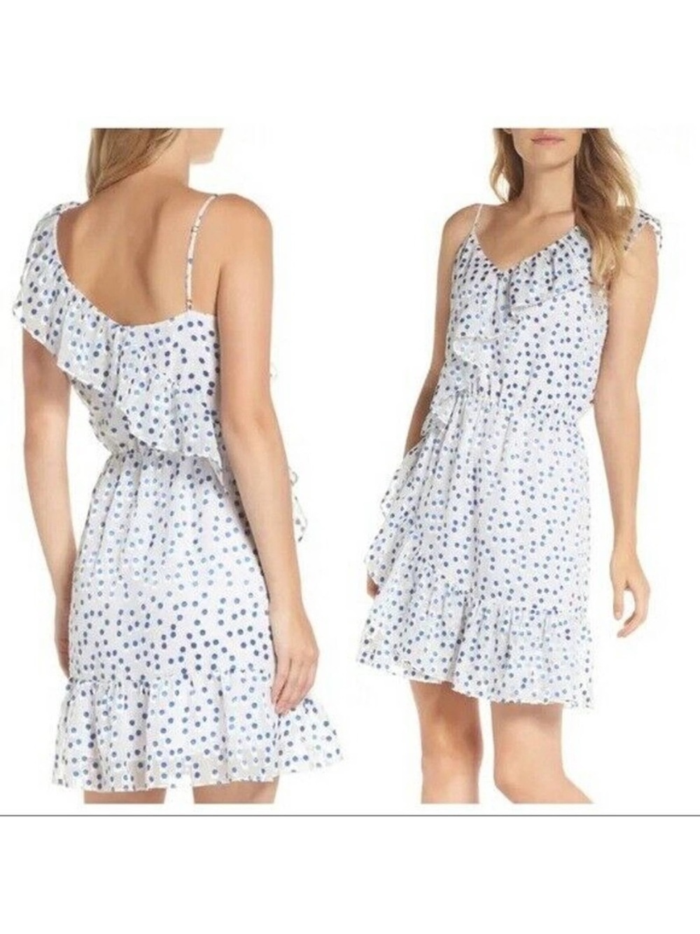Lilly Pulitzer‎ Madelina Ruffle Dress Bennet Blue Polka Dot Size S